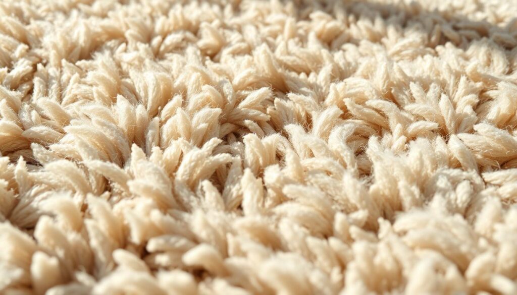 Highly detailed macro photograph of individual carpet fibers, showcasing their intricate texture and structure. Crisp focus reveals the complex tapestry of soft, plush strands in shades of beige, tan, and gray. Dramatic side lighting emphasizes the dimensional qualities, casting long shadows that accentuate the undulating contours. The fibers appear fluffy and inviting, almost beckoning the viewer to run their fingers through the luxurious pile. A sense of depth and dimension creates the illusion of peering deeply into the hidden world of the carpet's interior. Clean, minimalist background emphasizes the captivating central subject. Highly detailed macro photograph of individual carpet fibers, showcasing their intricate texture and structure. Crisp focus reveals the complex tapestry of soft, plush strands in shades of beige, tan, and gray. Dramatic side lighting emphasizes the dimensional qualities, casting long shadows that accentuate the undulating contours. The fibers appear fluffy and inviting, almost beckoning the viewer to run their fingers through the luxurious pile. A sense of depth and dimension creates the illusion of peering deeply into the hidden world of the carpet's interior. Clean, minimalist background emphasizes the captivating central subject.