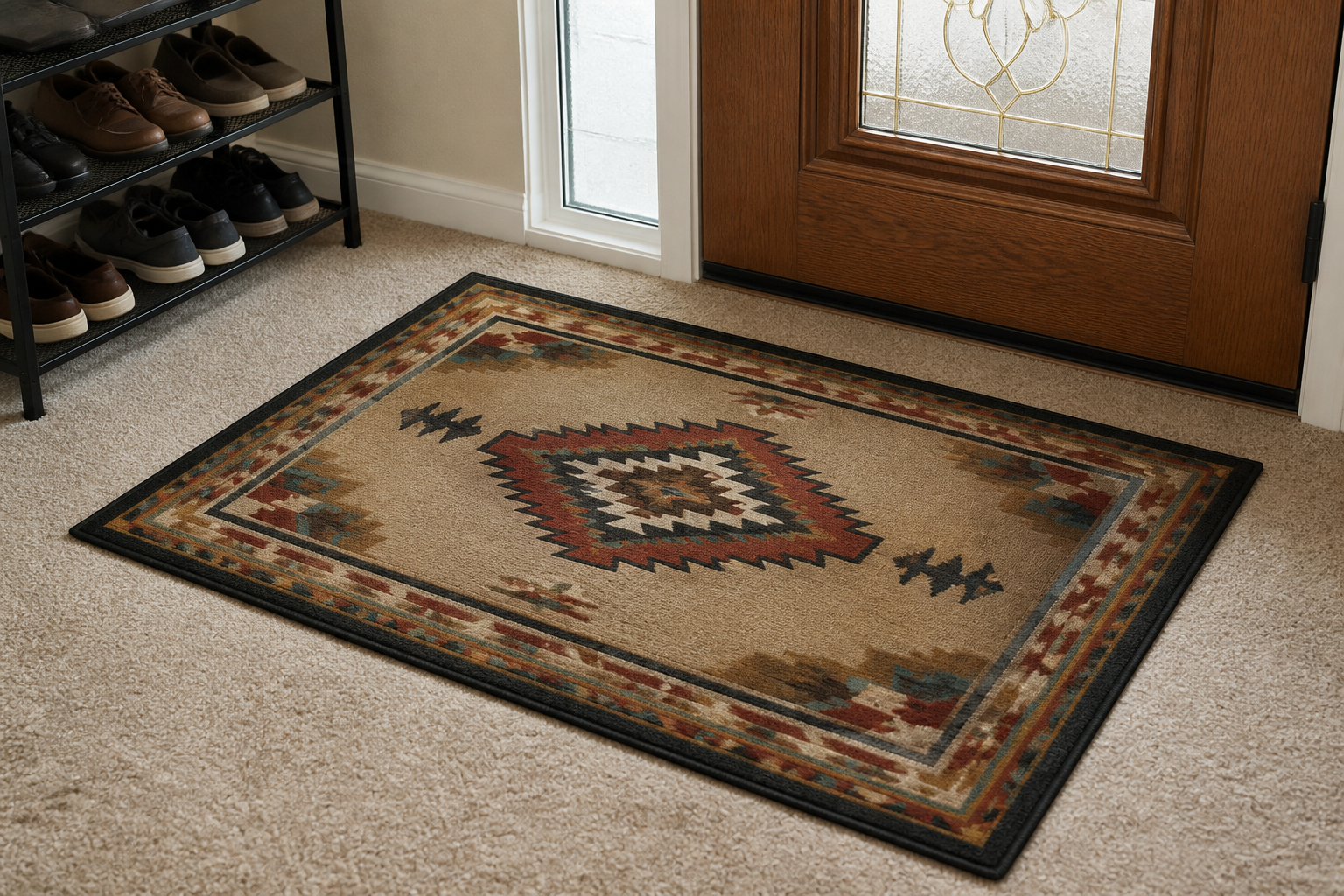 Entry rug and mat at a Phoenix home doorway to protect carpet