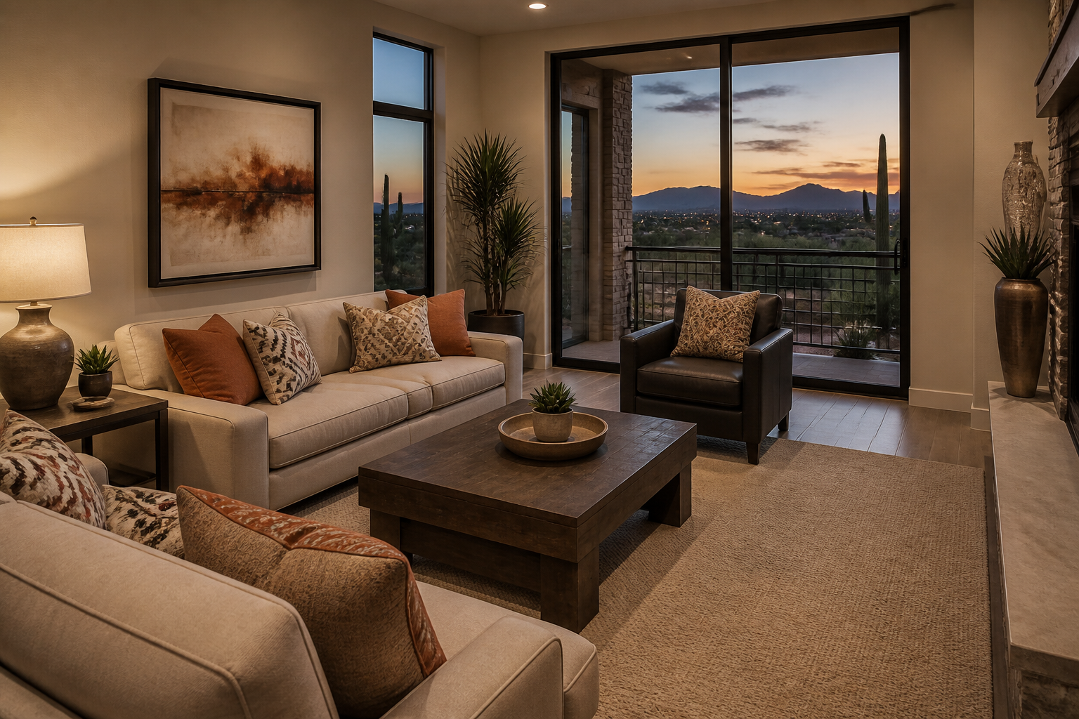 Living room carpet prepared for visiting guests in a Phoenix home